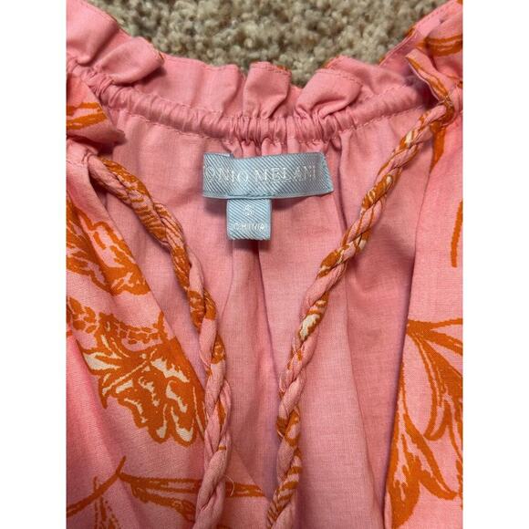 Antiono Melani tiered hem sun dress size women's small; orange & red,100% cotton - Picture 3 of 10